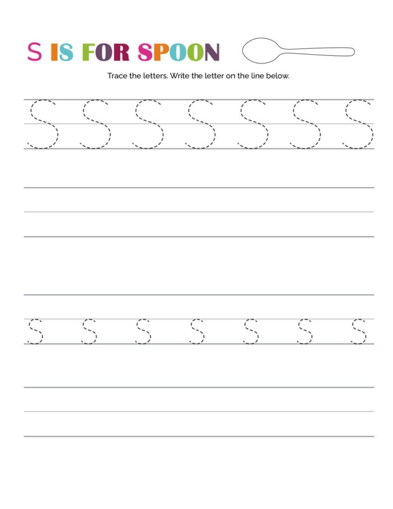 These preschool letter s tracing worksheets free printables will your help kid learn how to write an uppercase S and a lowercase S. 
 