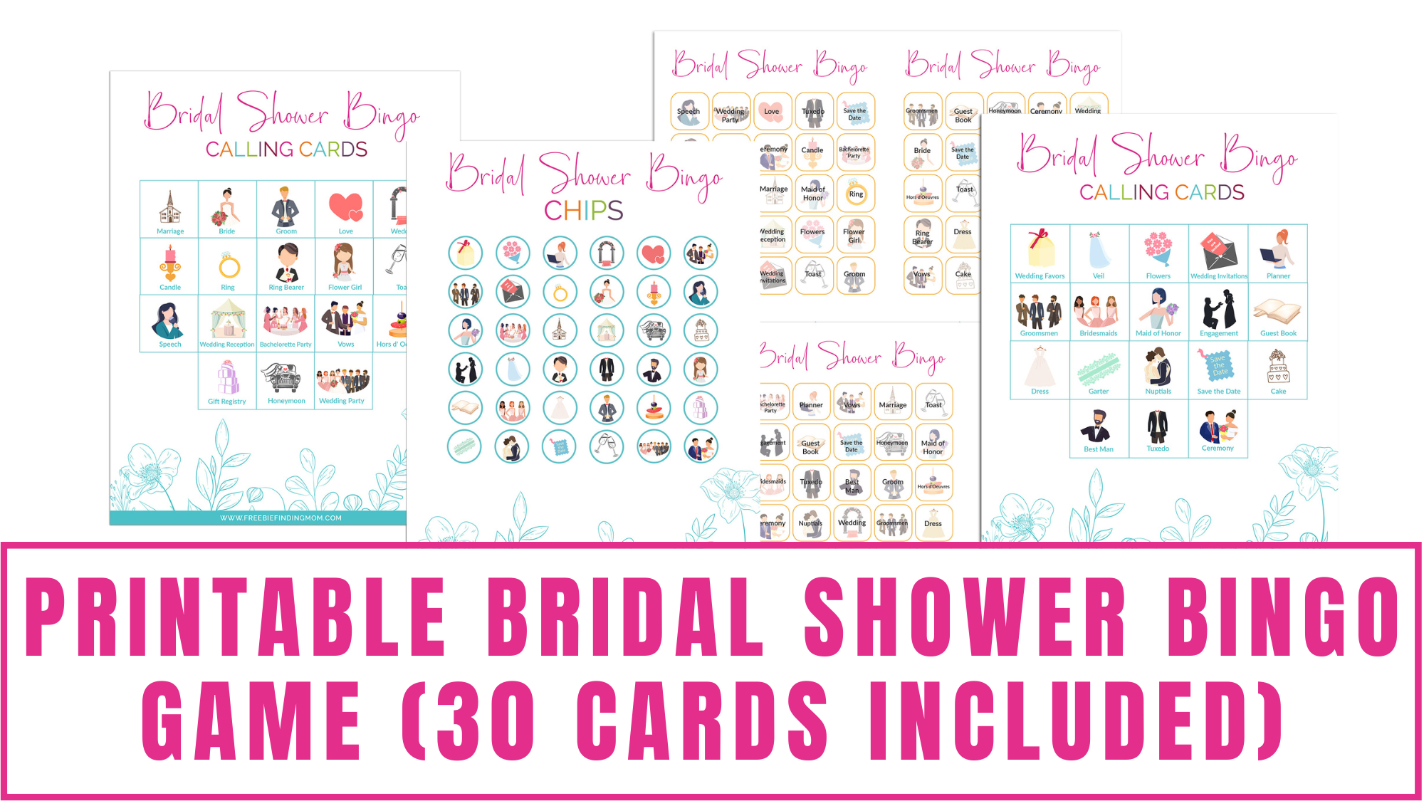 printable bridal shower bingo game cards included