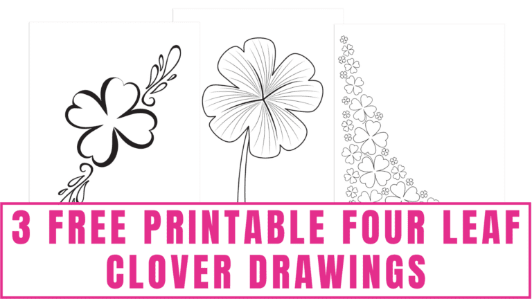 3 Free Printable Four Leaf Clover Drawings