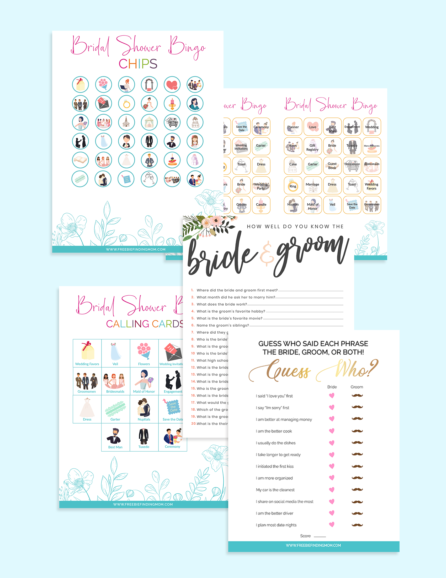 7 Sets of Free Printable Bridal Showers Bingo Cards cocogarage.jp