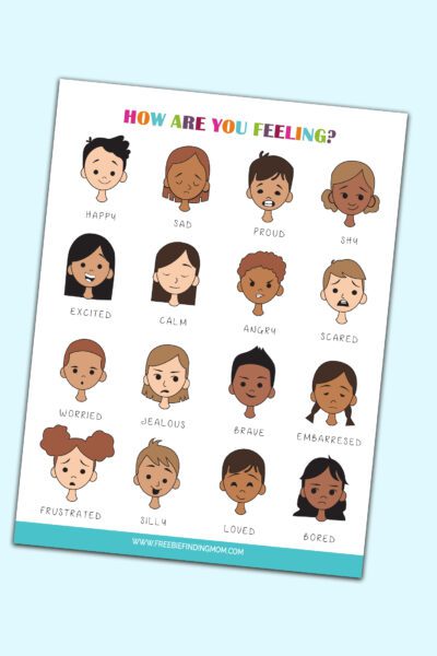 printable feelings chart for kids PDF download