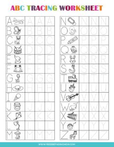 ABC Letters Printable Tracing Worksheets