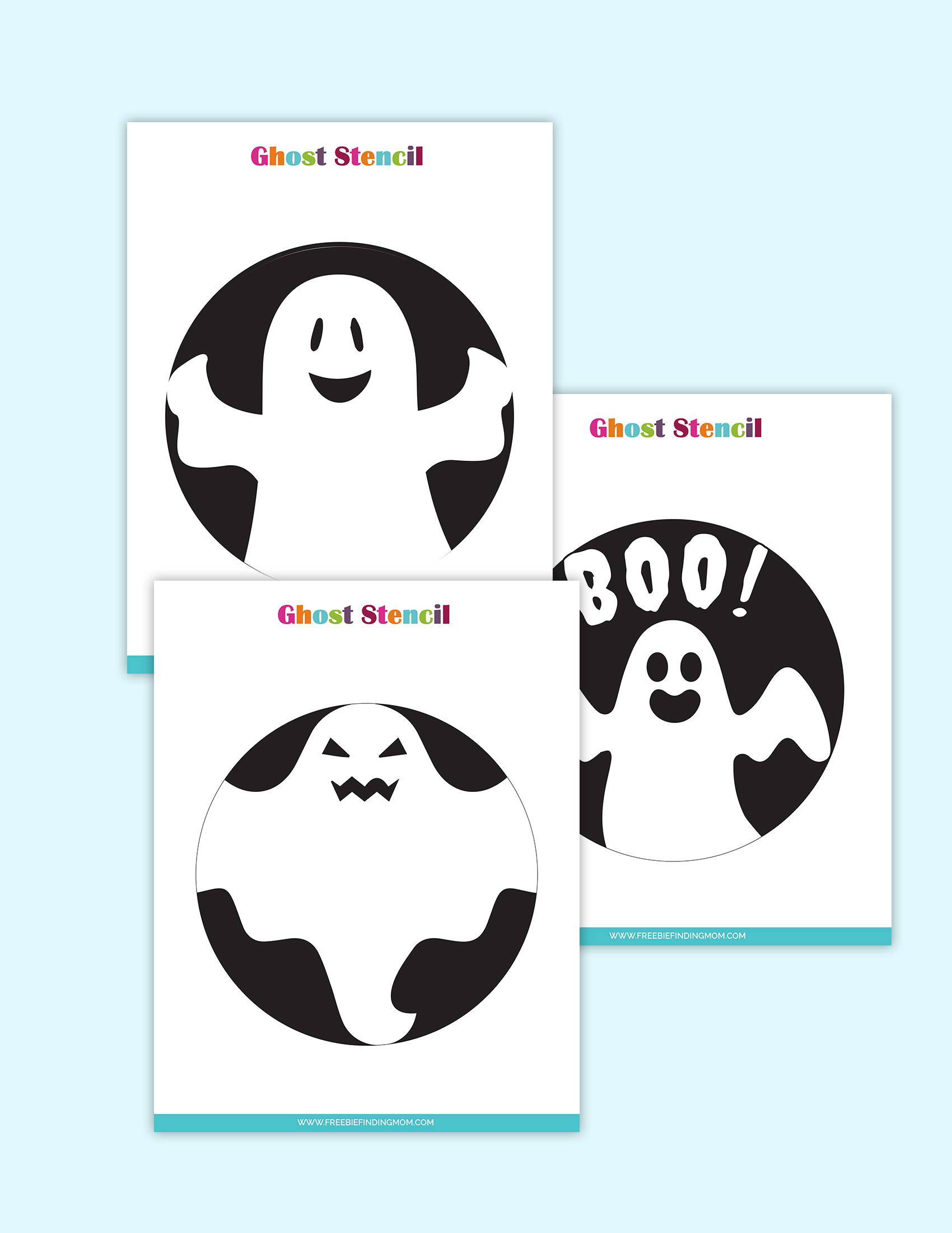 3 Free Printable Cute Ghost Pumpkin Stencils