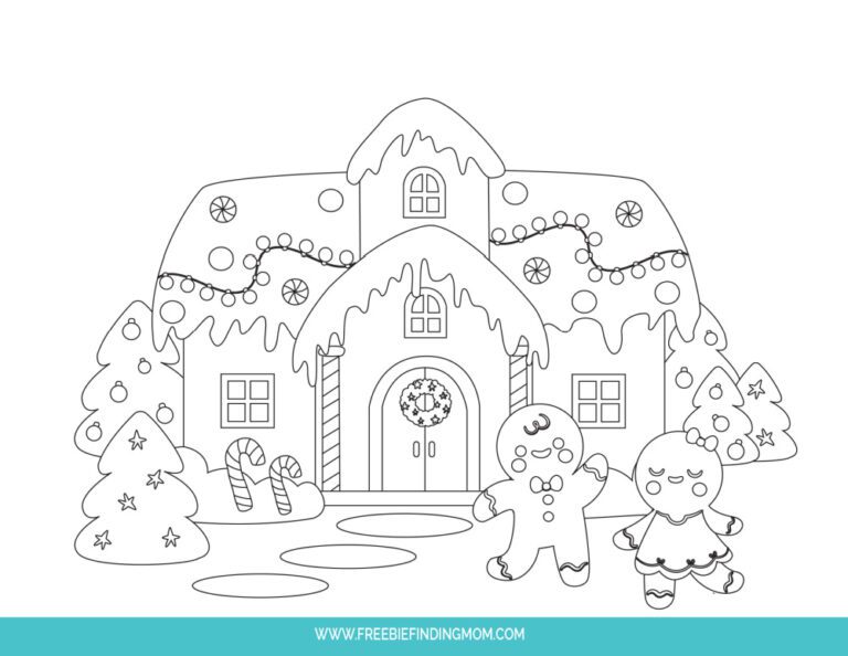 Free Christmas Coloring Sheets Printable PDF: Gingerbread House