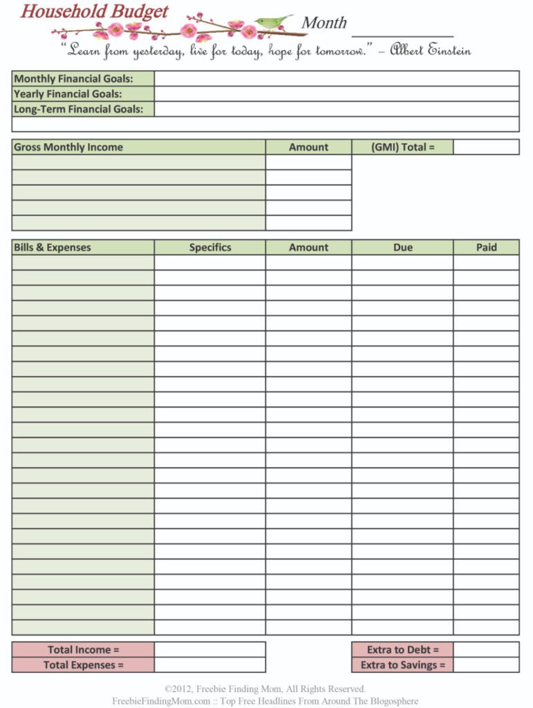 Free Monthly Budget Templates Printable - Free Budget Templates 771x1024 