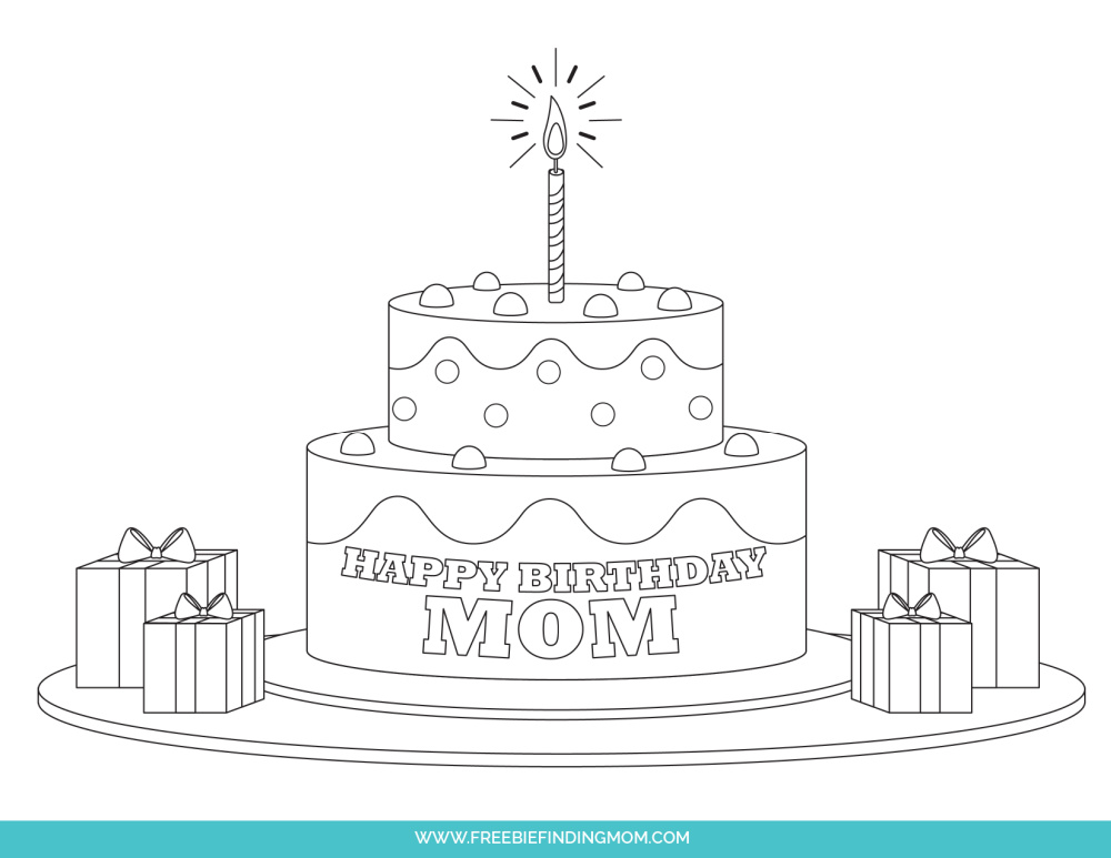 Cute Happy Birthday Mom Shapes Coloring Pages