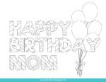 Free Cute Happy Birthday Mom Shapes Coloring Pages Printable