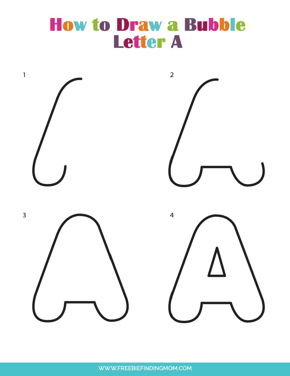 how to draw a bubble letter A