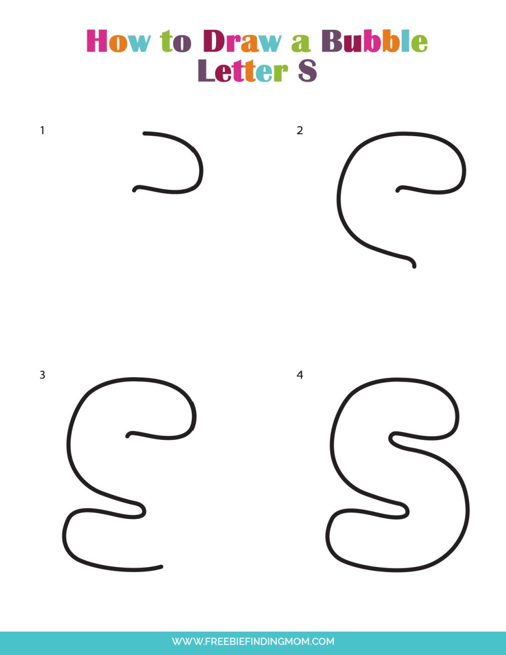 how to draw a bubble letter s