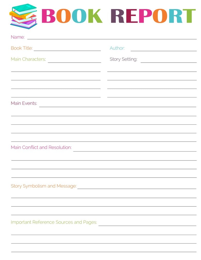Printable 3rd Grade Book Report Free Template