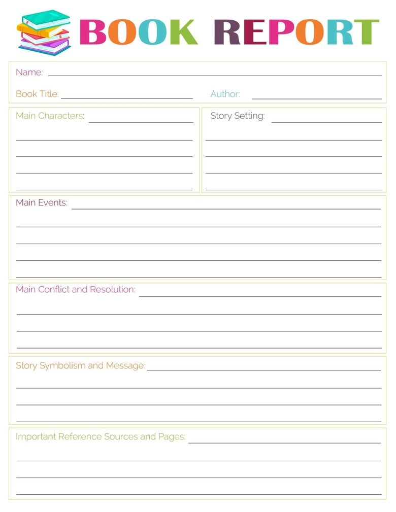 Printable 4th Grade Book Report Free Template