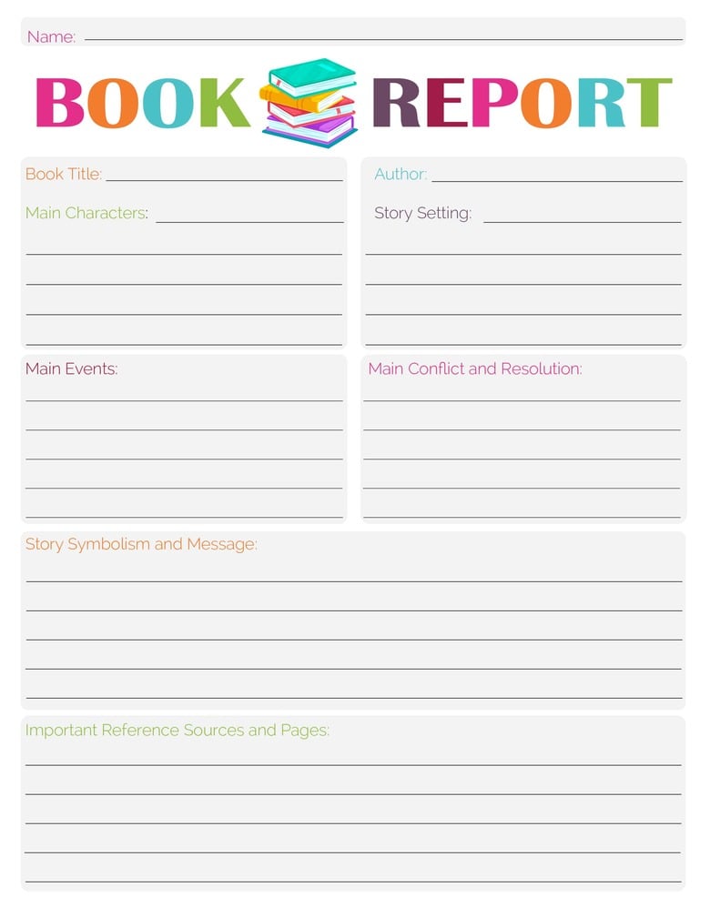 Printable 5th Grade Book Report Free Template
