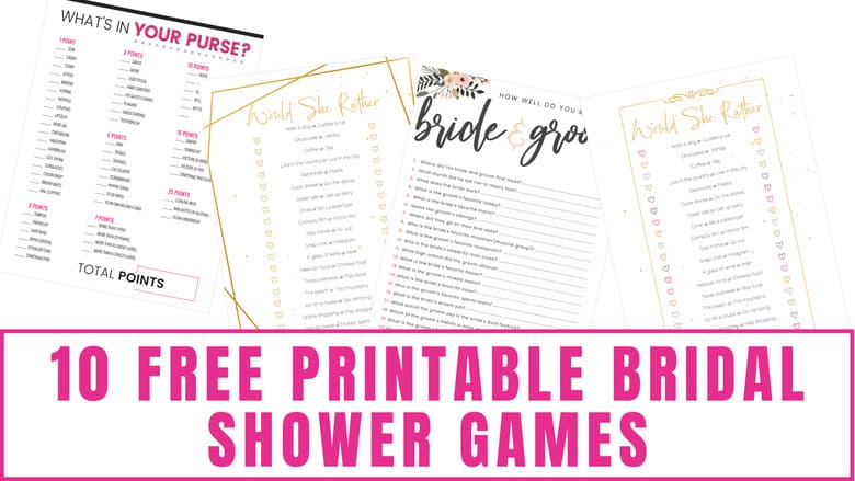 Celebrate her upcoming big day on a budget with these free printable bridal shower games.
