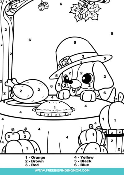 Free Printable Thanksgiving Color by Number