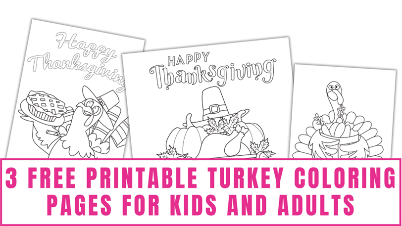 free printable turkey coloring pages for kids adults