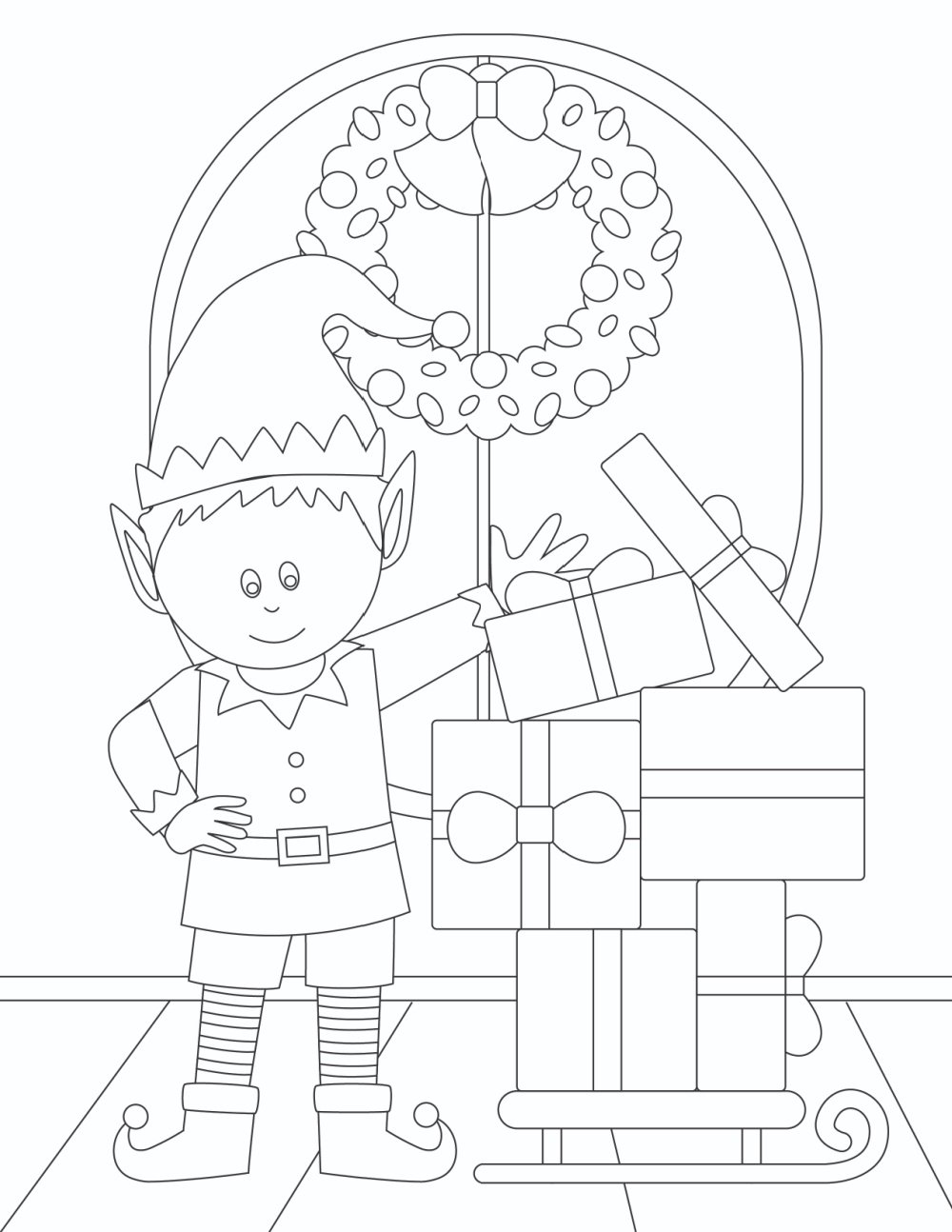 printable cute Elf on the Shelf coloring pages