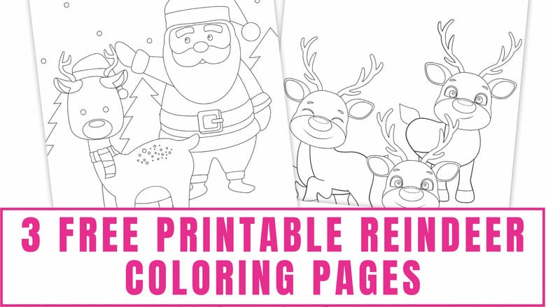 Some of these free printable reindeer coloring pages could also be considered Santa coloring pages because they feature Santa Claus.