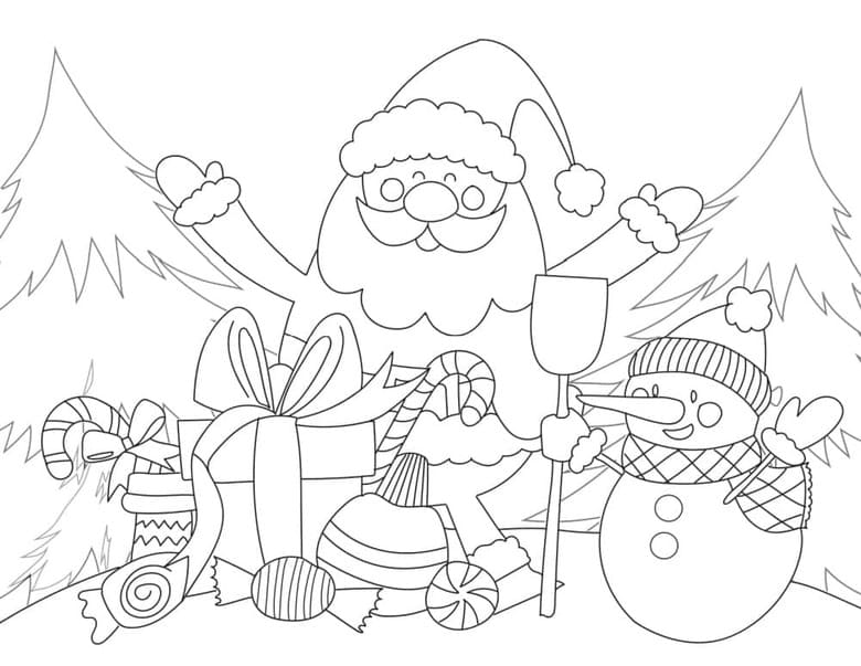 In these free printable Santa Claus coloring pages you get a look at some of the sweets and treats, including gifts, Santa may bring
