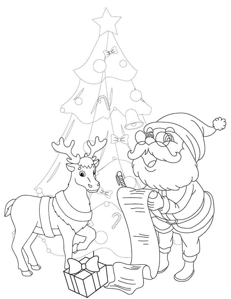 In these free printable Santa coloring pages Santa is checking his list twice for who is naughty and nice!
