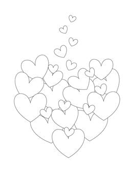 These free printable Valentine color sheets feature a large heart made out of small hearts. 