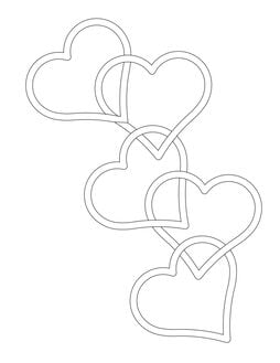 These free printable Valentines color sheets feature five interlocking hearts. 