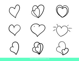 These free printable Valentines coloring sheets feature nine small uniquely designed hearts. 