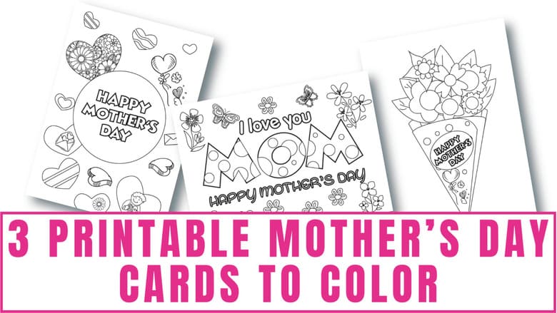 Kids can decorate these printable Mother's Day cards to color PDF downloads to give mom a one-of-a-kind gift. 