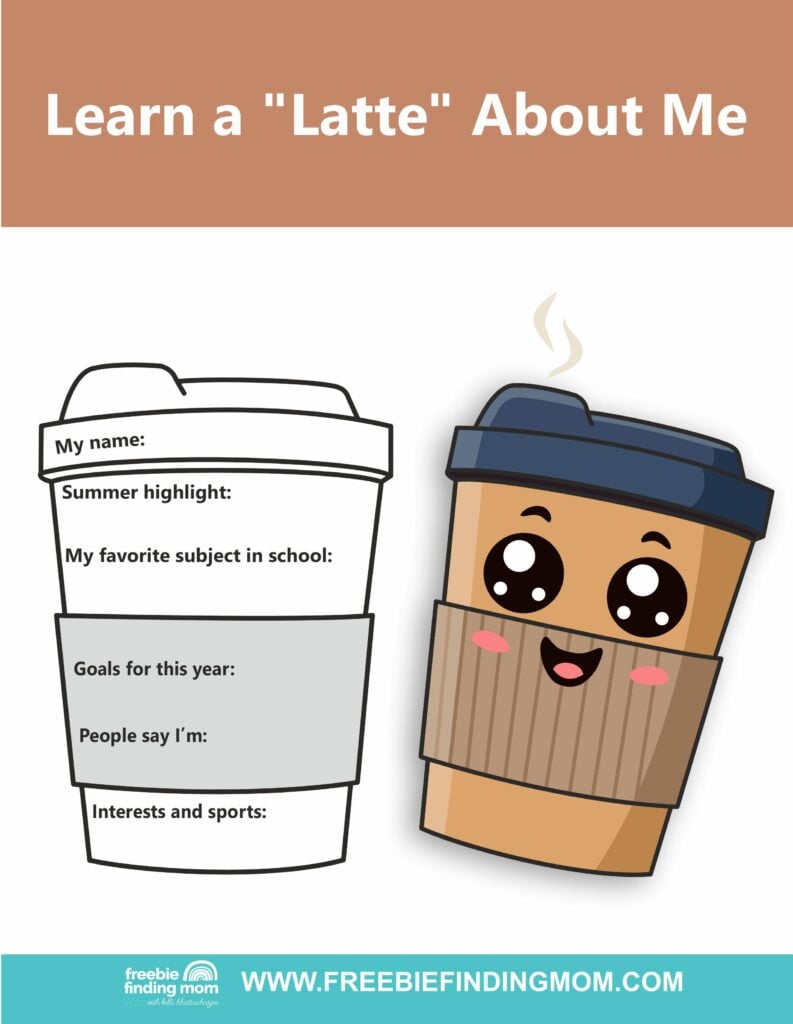 all about me template learn a latte about me label
