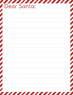 candy cane stripe Santa letter template