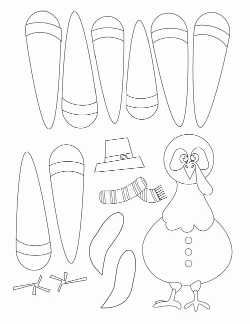 This is the disassembled how to disguise a turkey printable for the snowman.