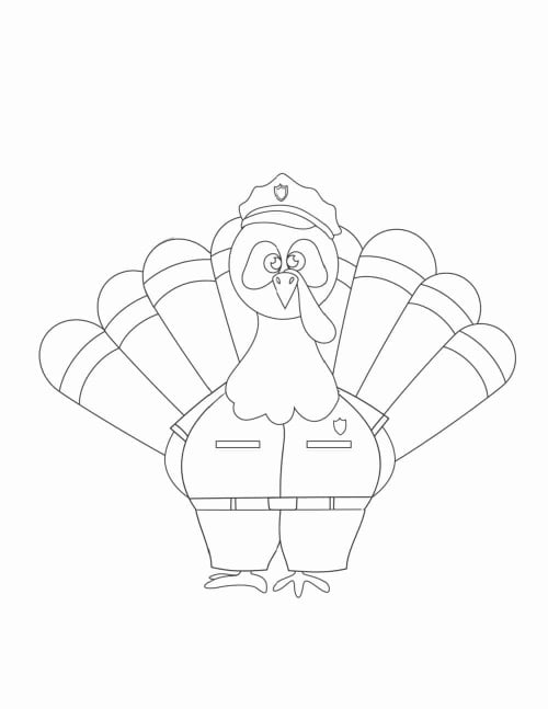 This is what the finished assembled how to disguise a turkey template printable for the police officer will look like.