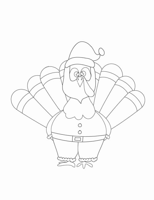Use this how to disguise a turkey template printable to camouflage a turkey into Santa Claus. 