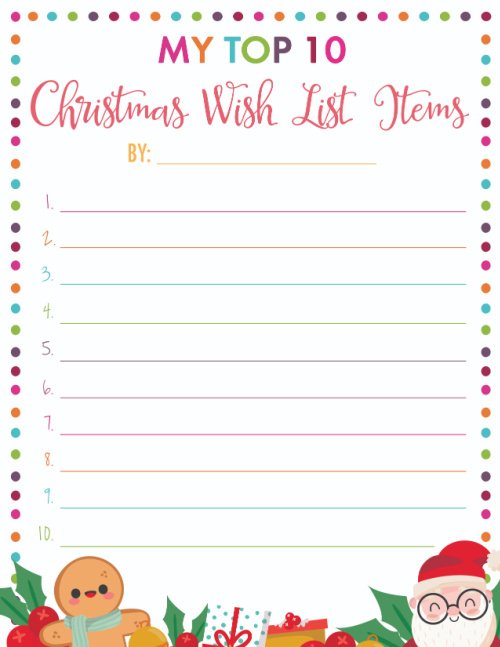 Christmas wish list printable