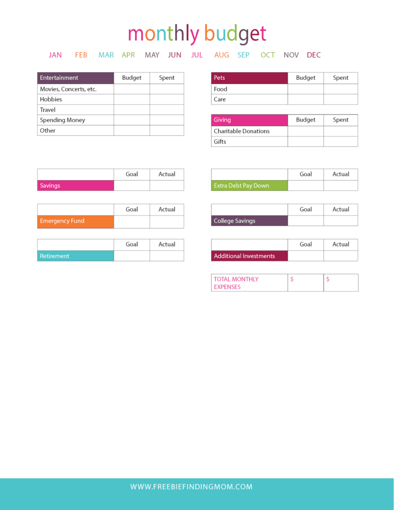 Monthly Budget Worksheet Final