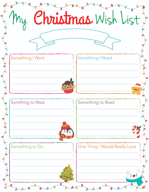 printable Christmas list template