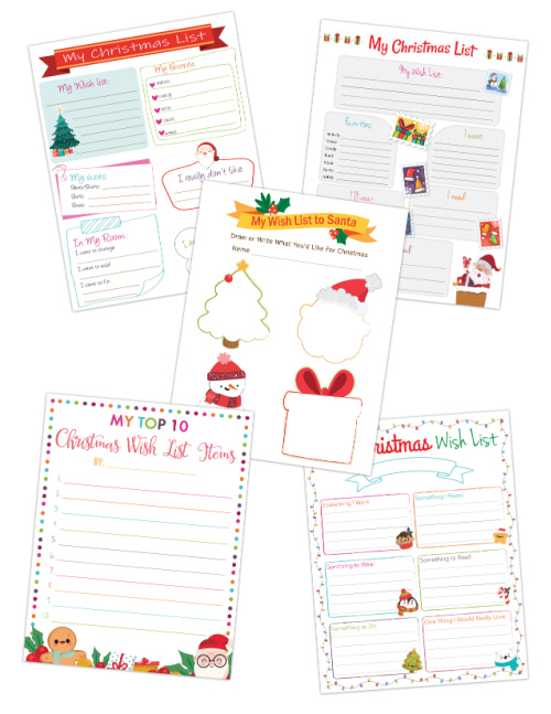 printable Christmas list templates