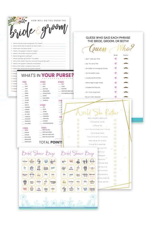 printable bridal shower games ideas