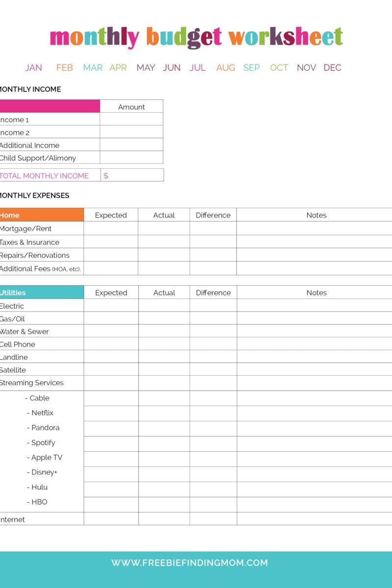 printable monthly budget planner template