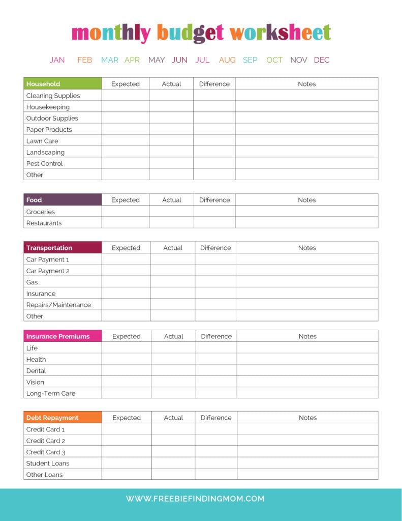printable monthly budget planner template