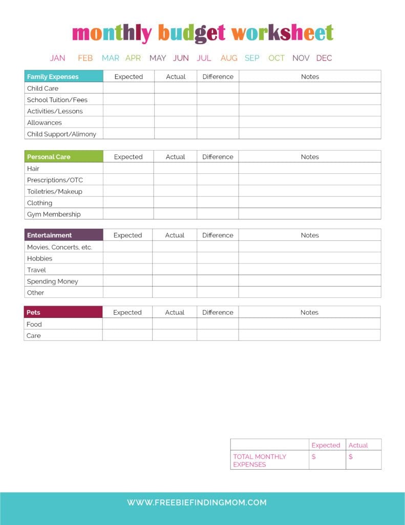 printable monthly budget planner template
