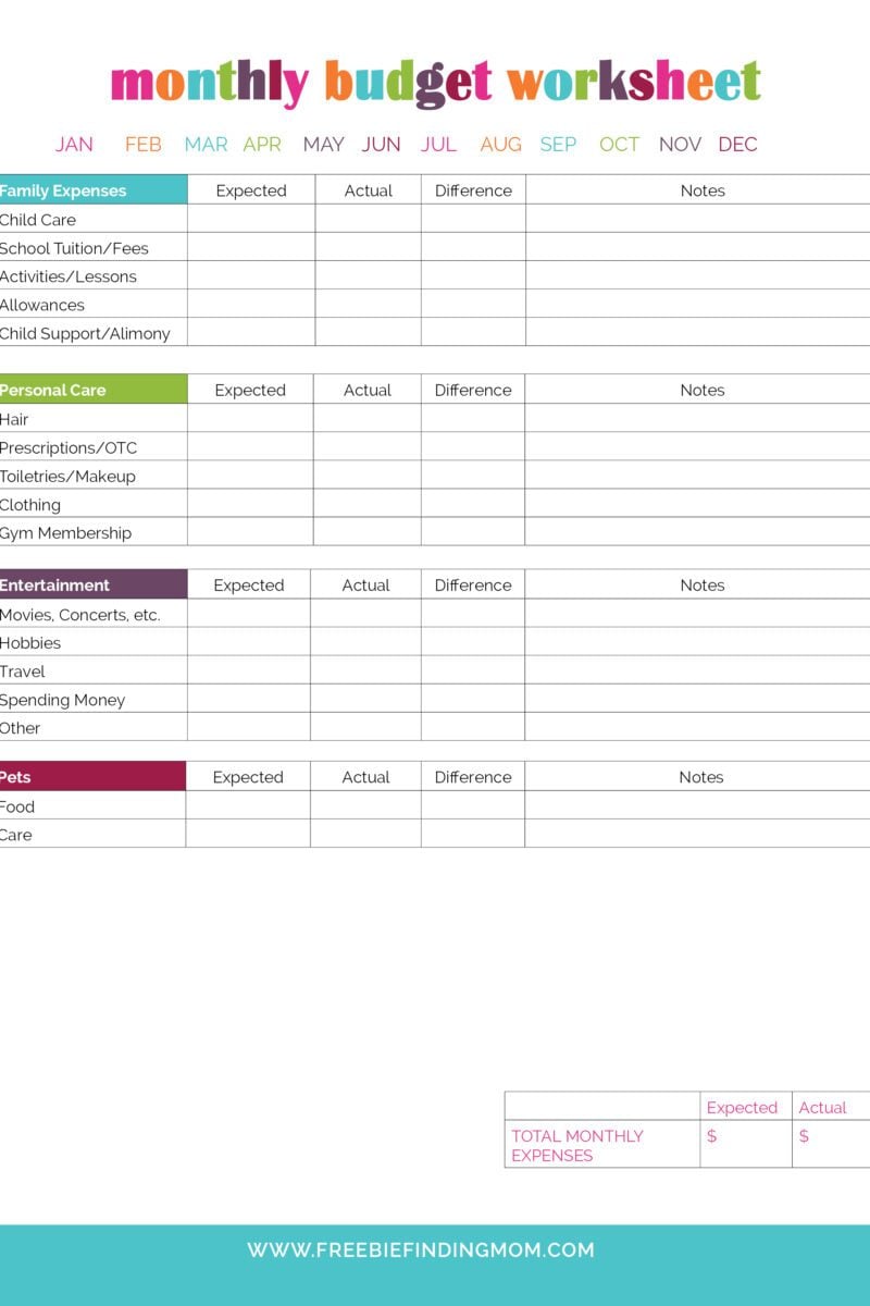 printable monthly budget planner template