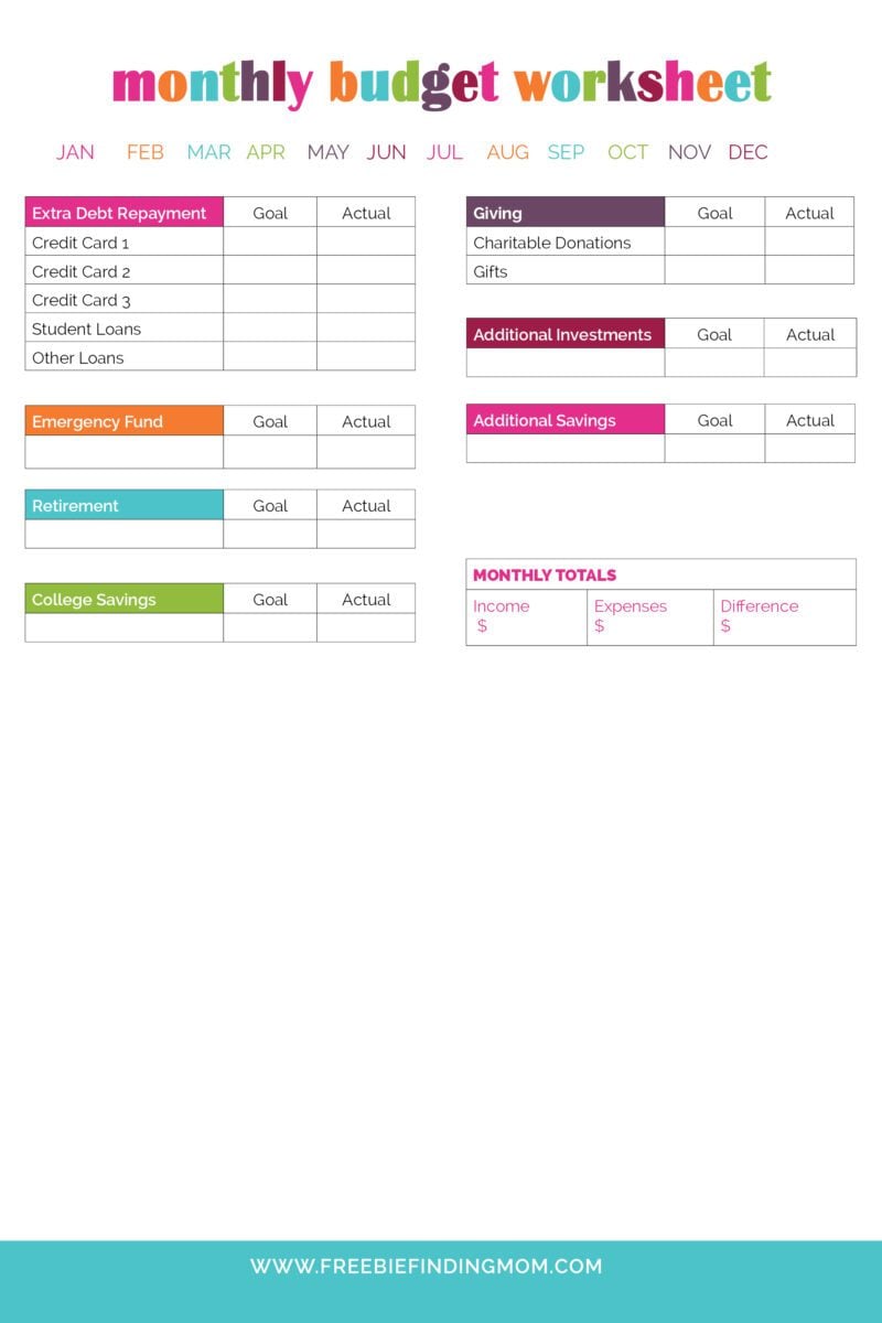 printable monthly budget planner template
