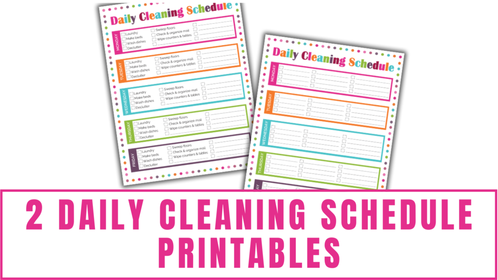 daily cleaning schedule printables
