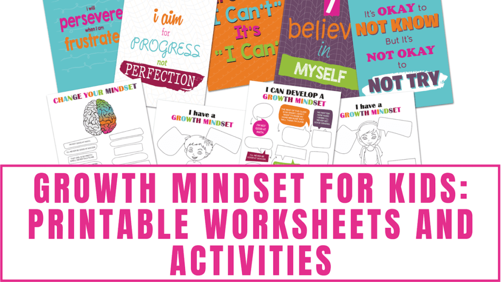 growth mindset for kids printable worksheets activities