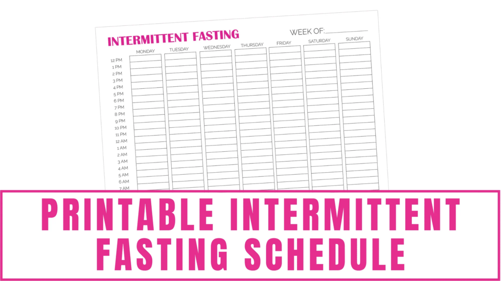 printable intermittent fasting schedule