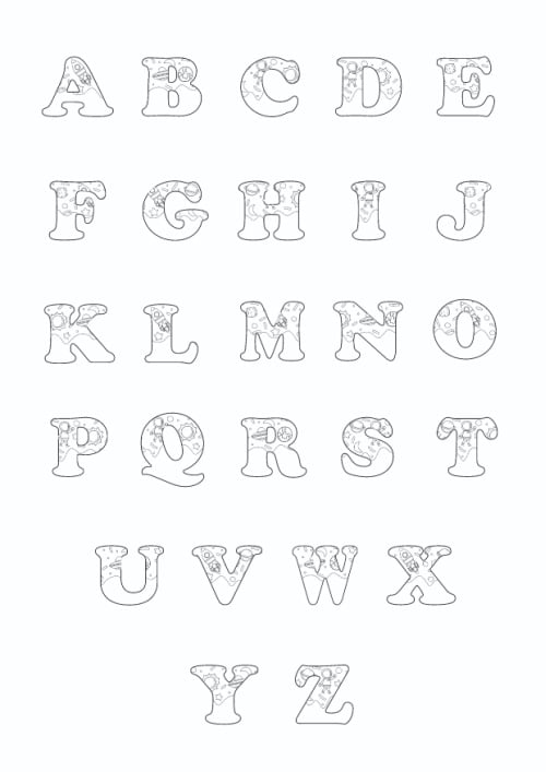 Printable Bubble Letters Outer Space Letters Set ()