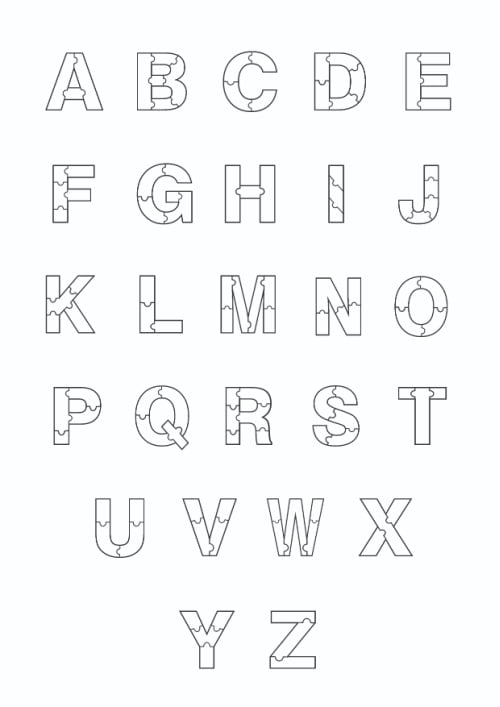 Printable Bubble Letters Puzzle Letters Set ()