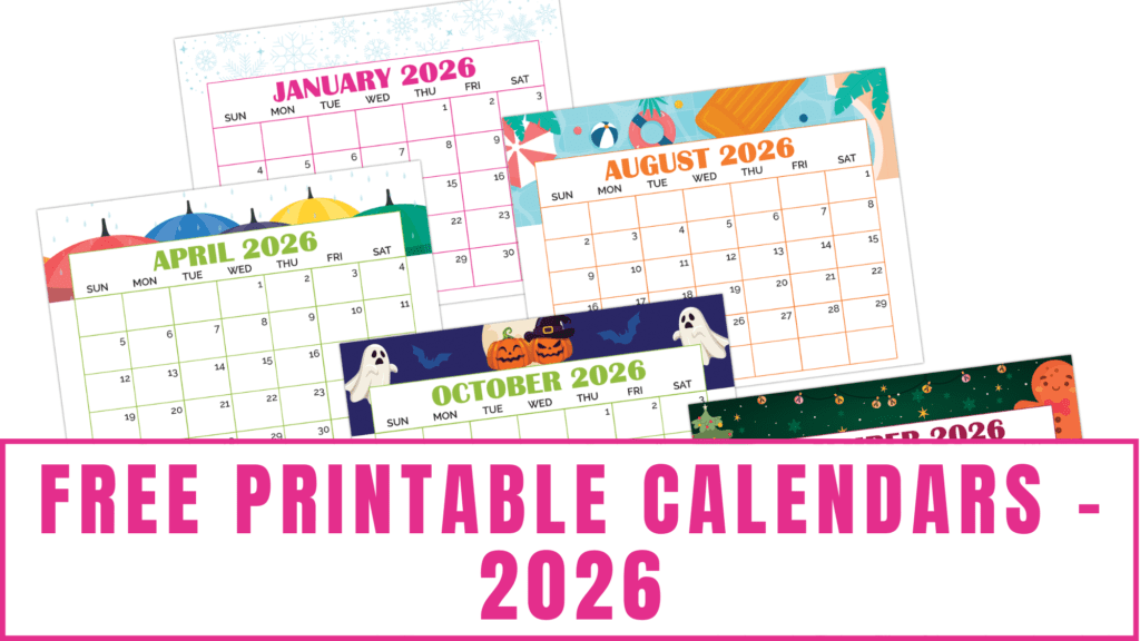 These free printable calendars 2026 include decorated versions along with blank printable monthly calendars.