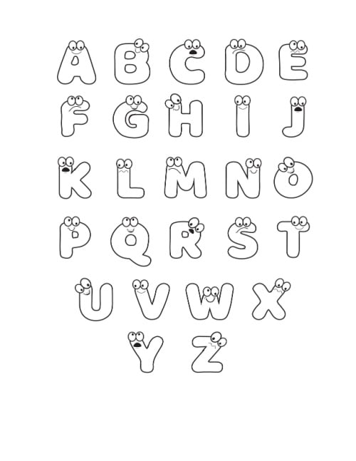 free printable cartoon letters alphabet