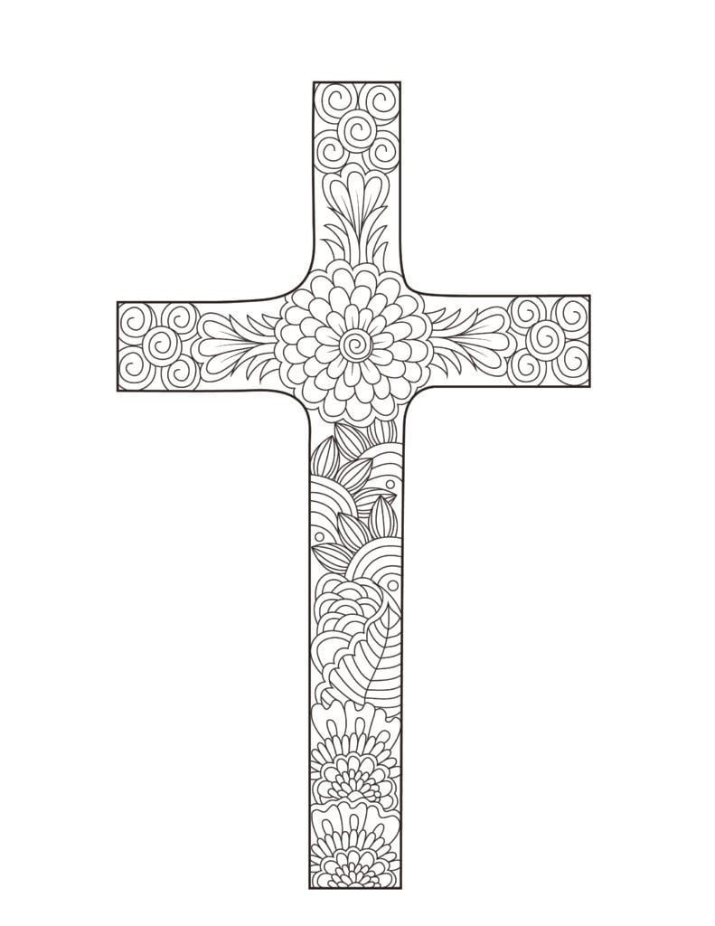 free printable coloring page Easter cross